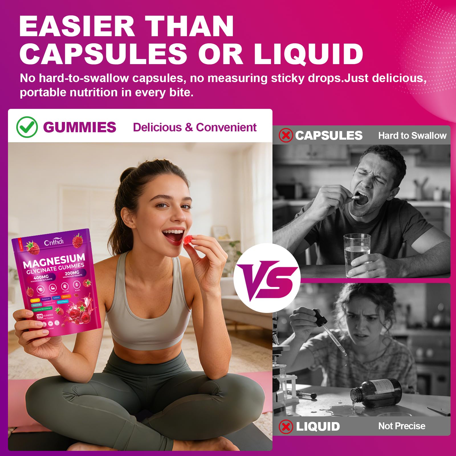CNFHDI magnesium gummies 600mg raspberry flavor, family-friendly taste supporting daily nutrition.