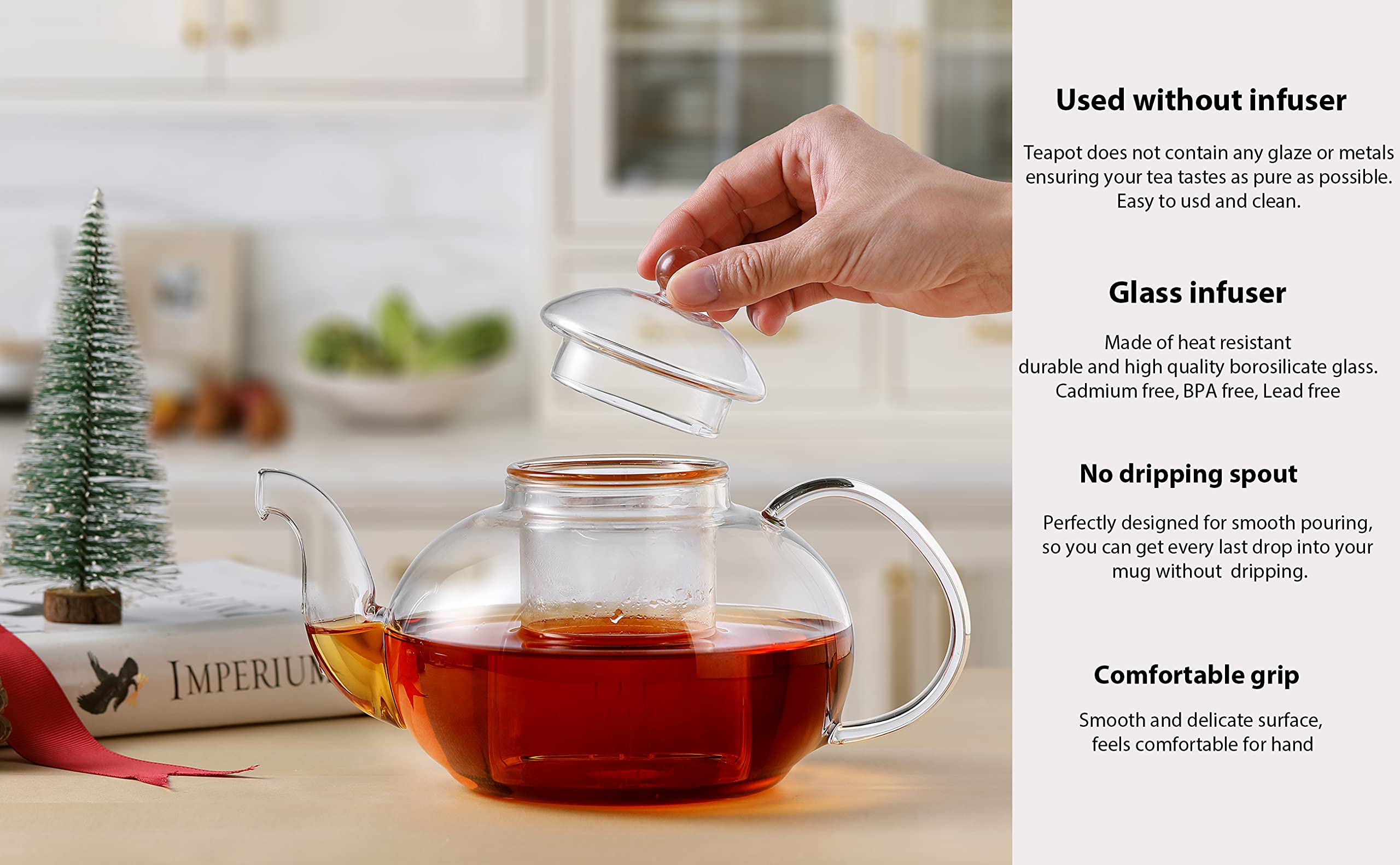 CNGLASS lid and infuser detach for thorough cleaning.