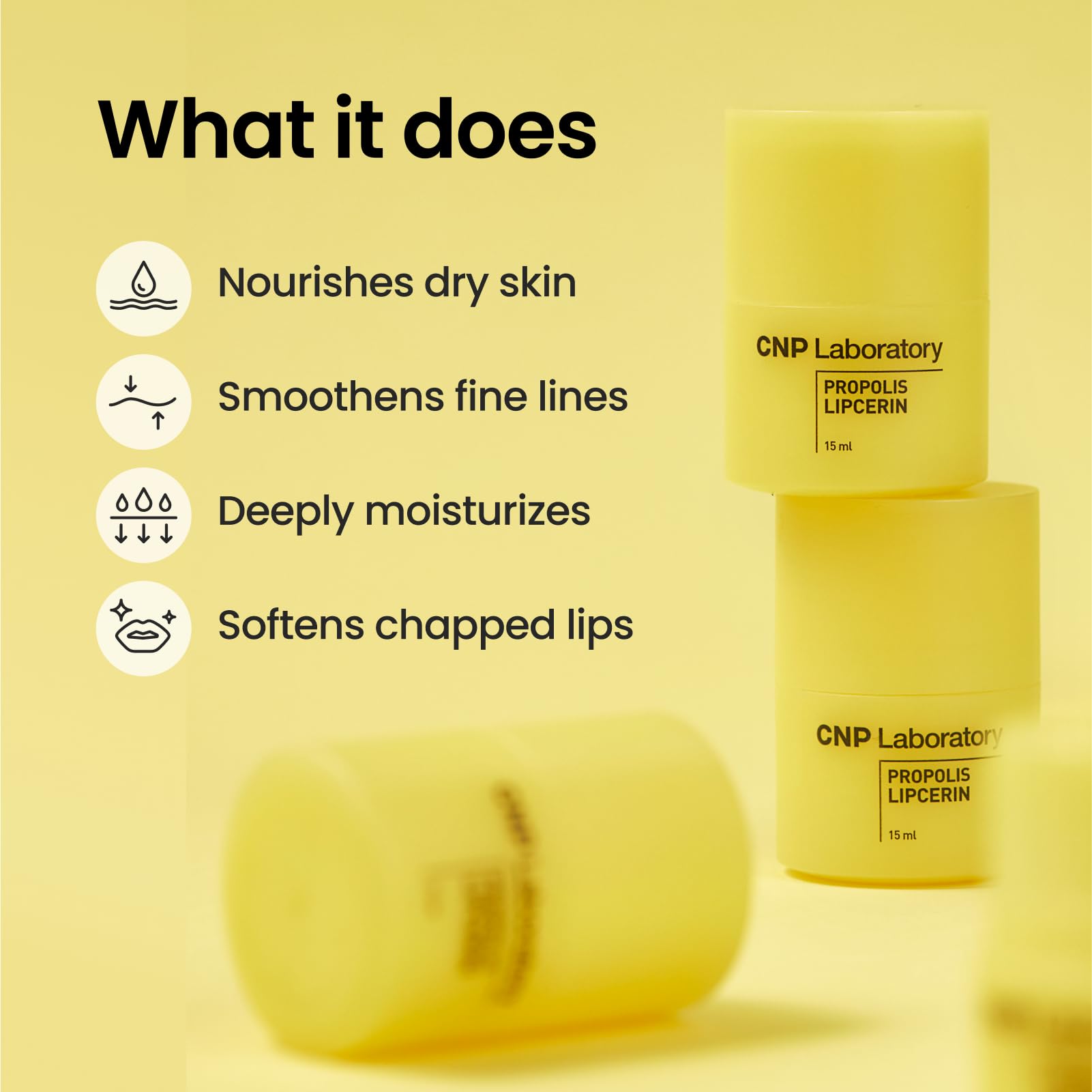 Hygienic dial-container of CNP lip balm for controlled application.