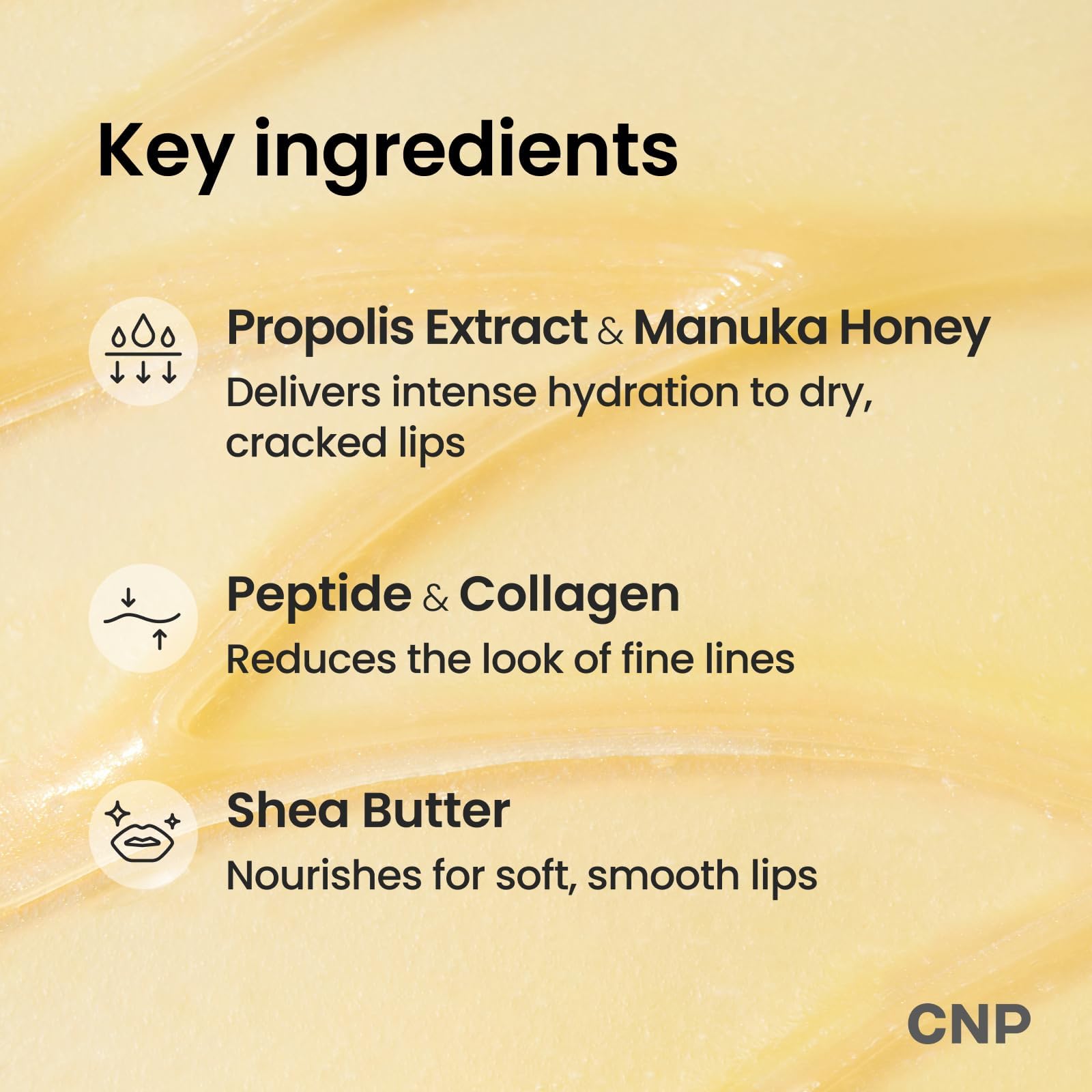 Propolis extract benefits highlighted in CNP Honey Lip Butter.