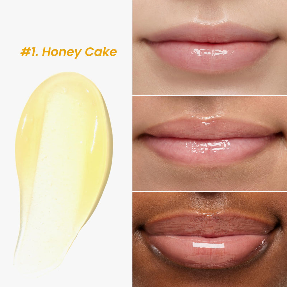 CNP Propolis Jelly Lipcerin close-up of gloss texture on lips.