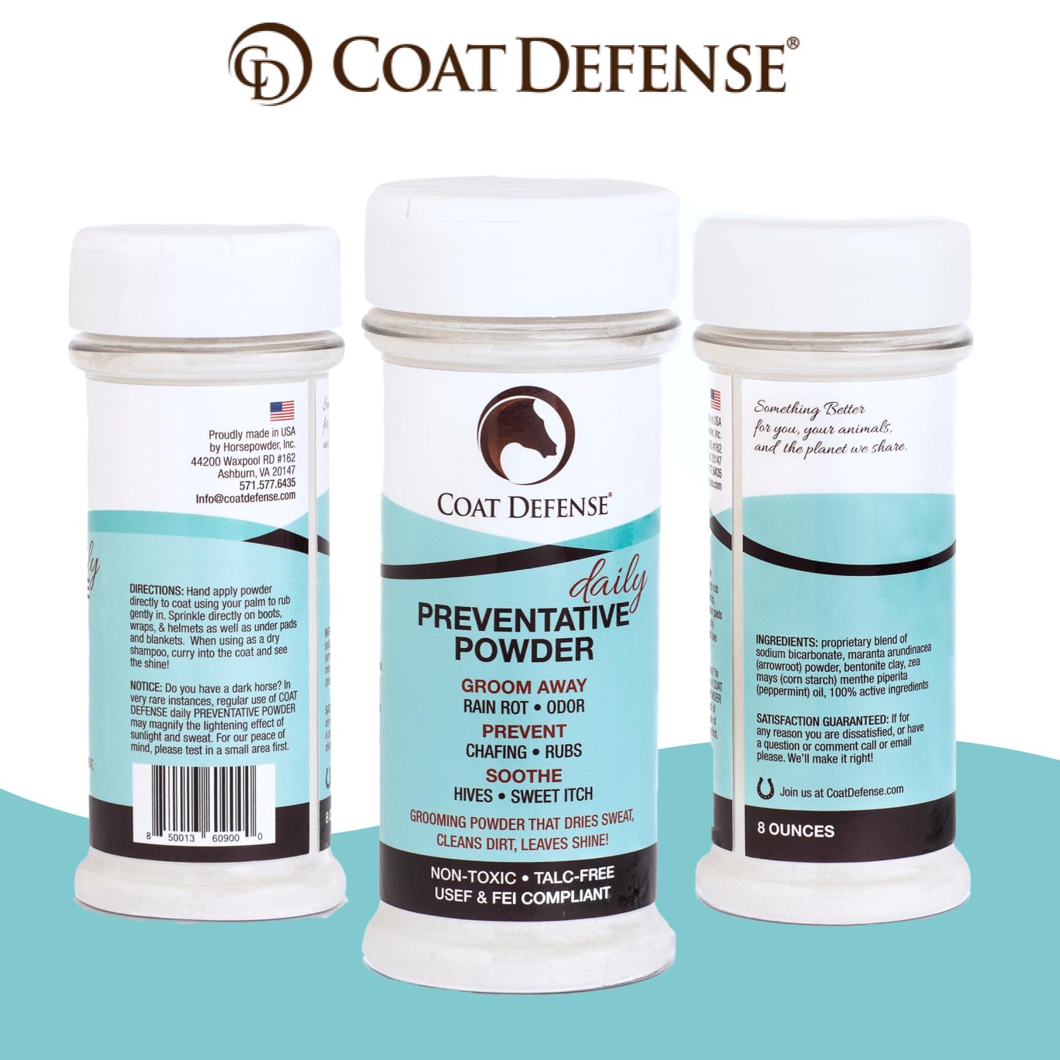 COAT DEFENSE Daily Powder is lick-safe and gentle for repeated use.