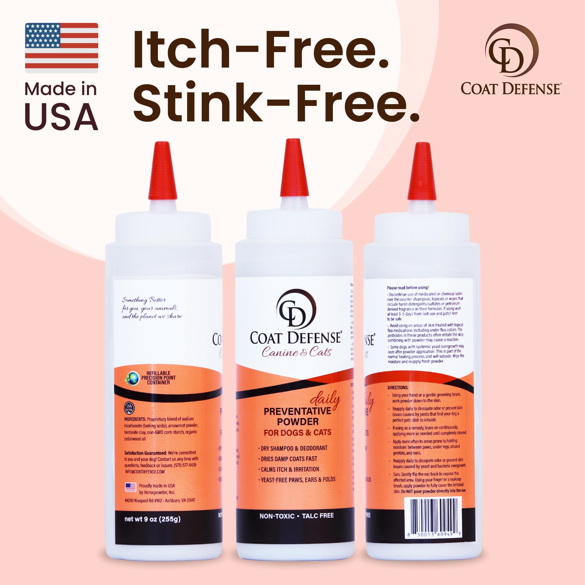 Grooming session featuring Coat Defense for easy, even application.