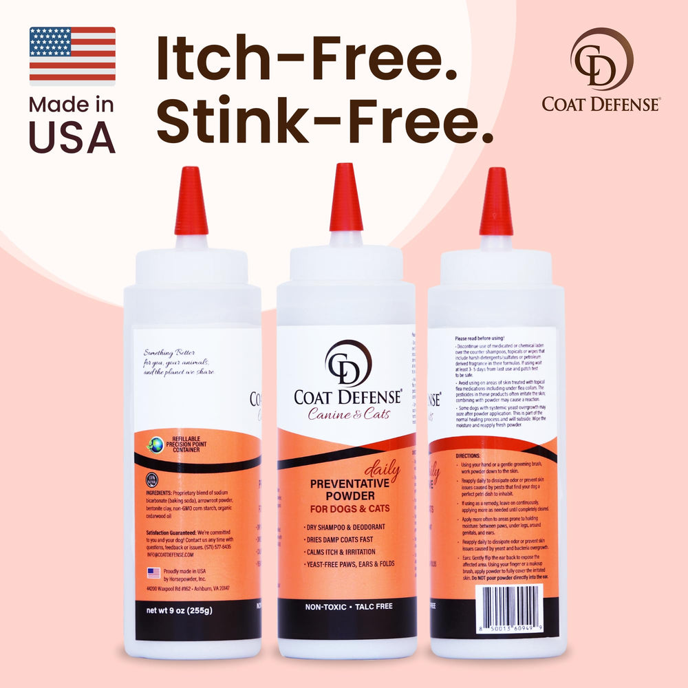 Grooming session featuring Coat Defense for easy, even application.
