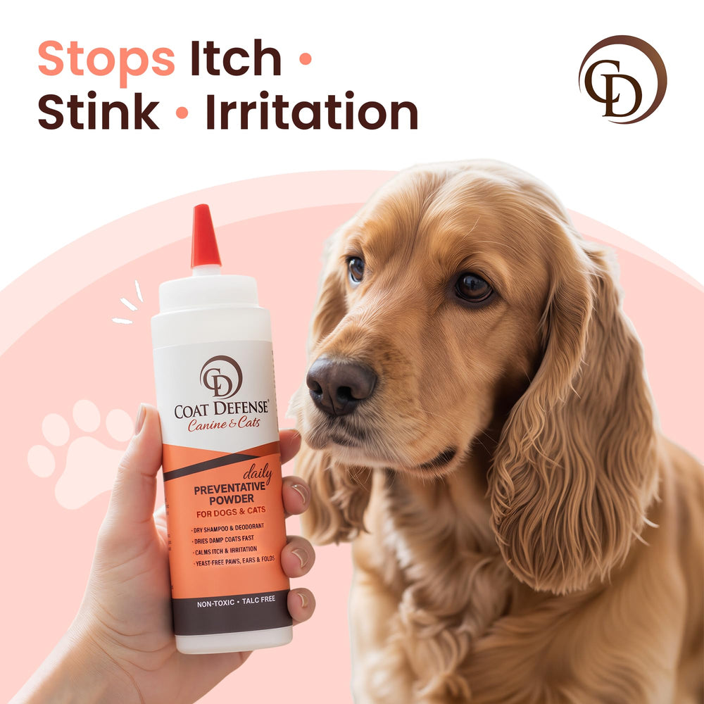 Coat Defense odor control helps keep coats fresh between baths.