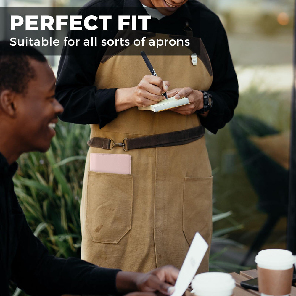 CoBak Server Book apron-fit design slips easily into aprons.