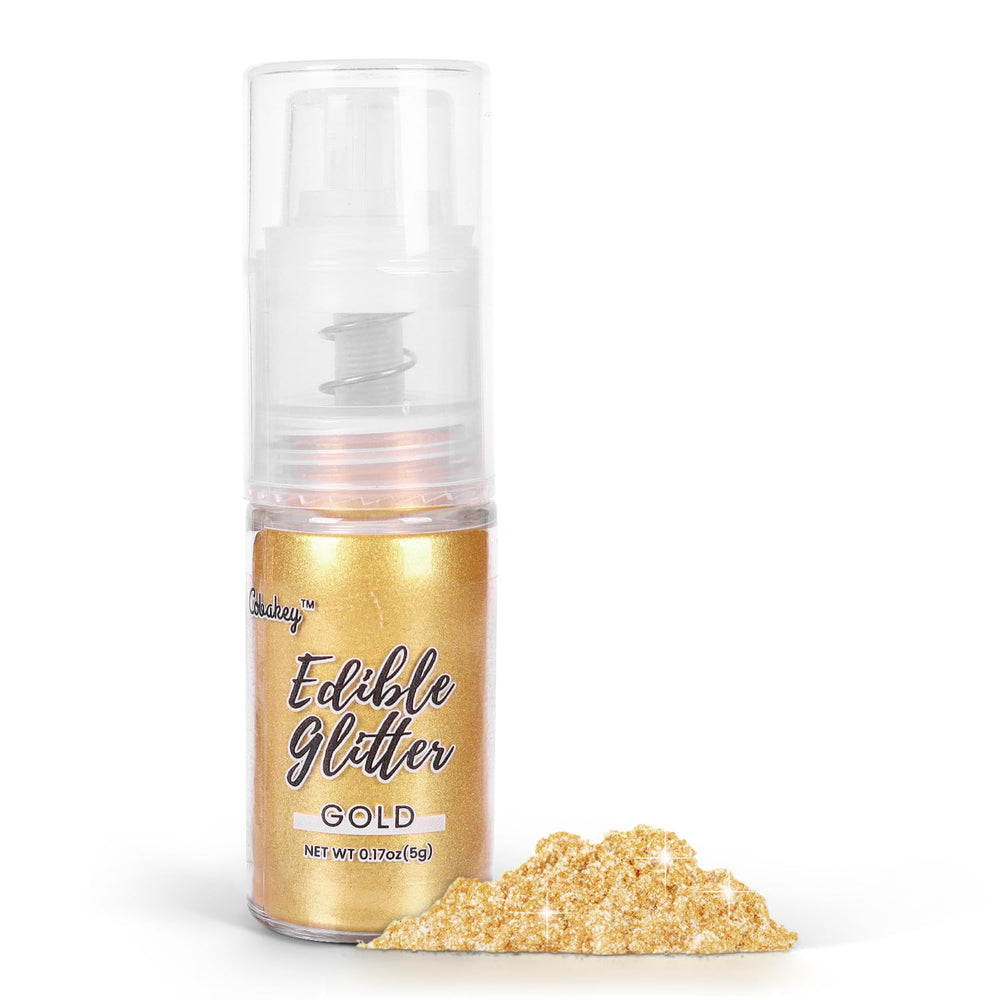 Cobakey Shimmer Gold edible glitter spray bottle for desserts.