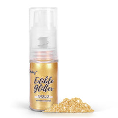 Cobakey Shimmer Gold edible glitter spray bottle for desserts.
