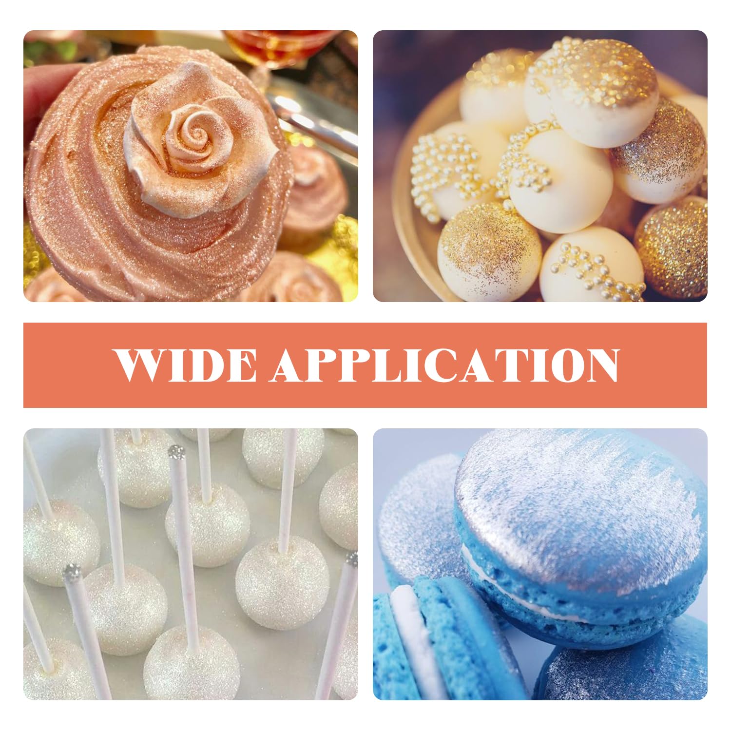 Cobakey Shimmer Gold on cakes creates radiant decoration.