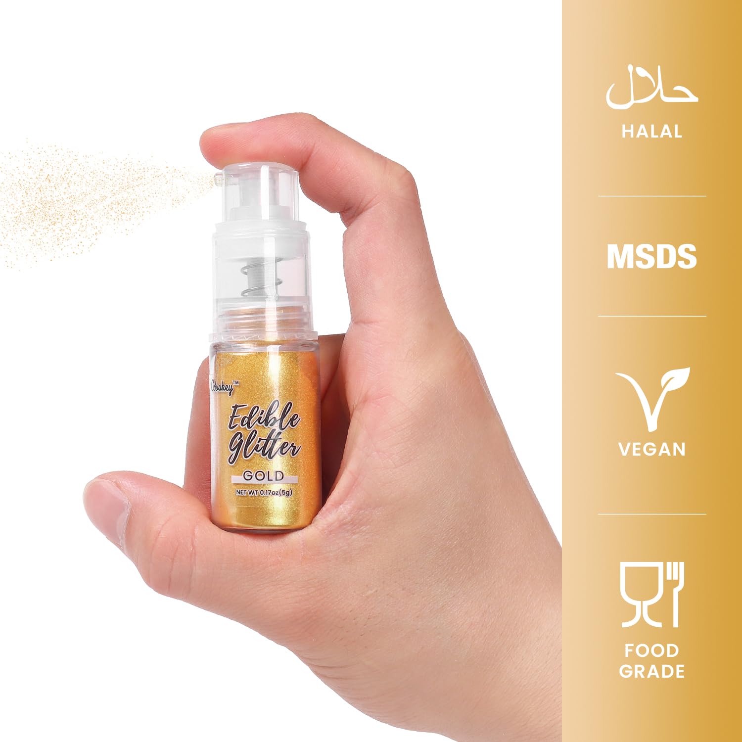 Cobakey edible glitter spray on cocktails adds gold shimmer.