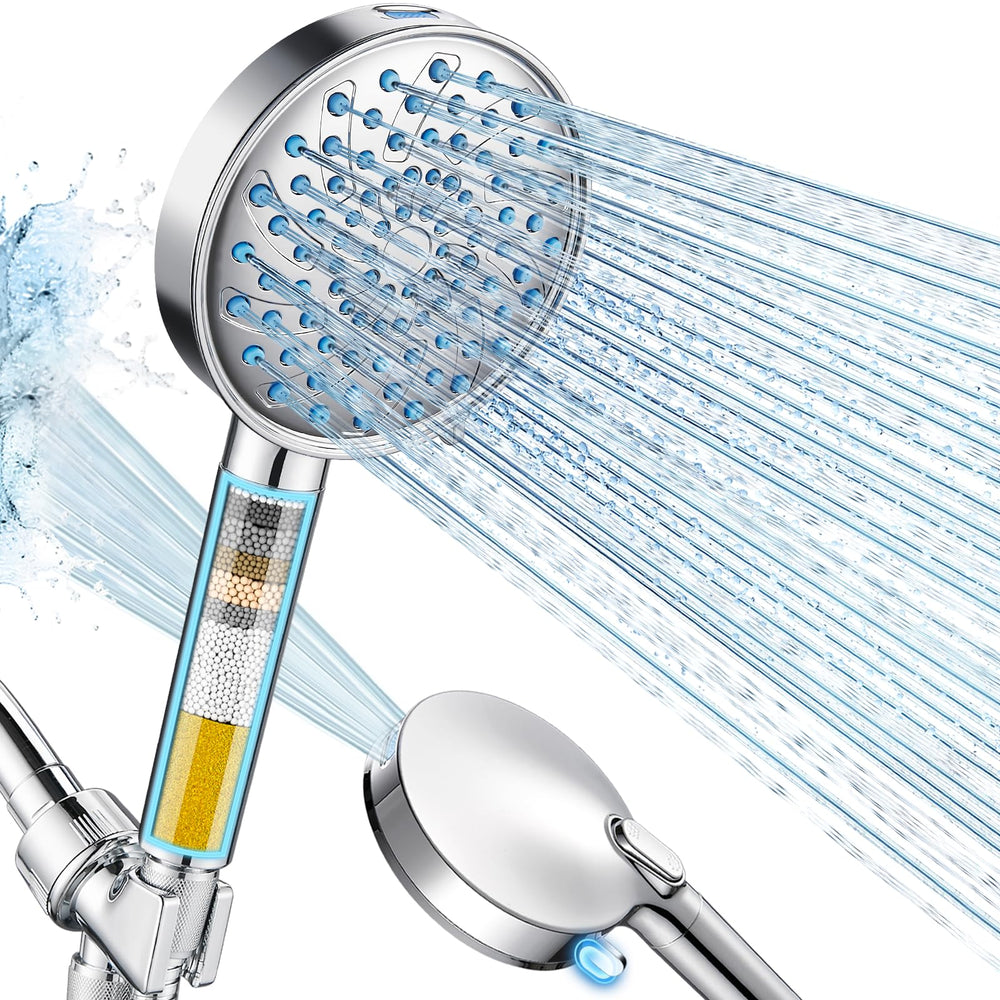 Cobbe filtered shower head chrome handheld with high-pressure rinse for a refreshing shower.