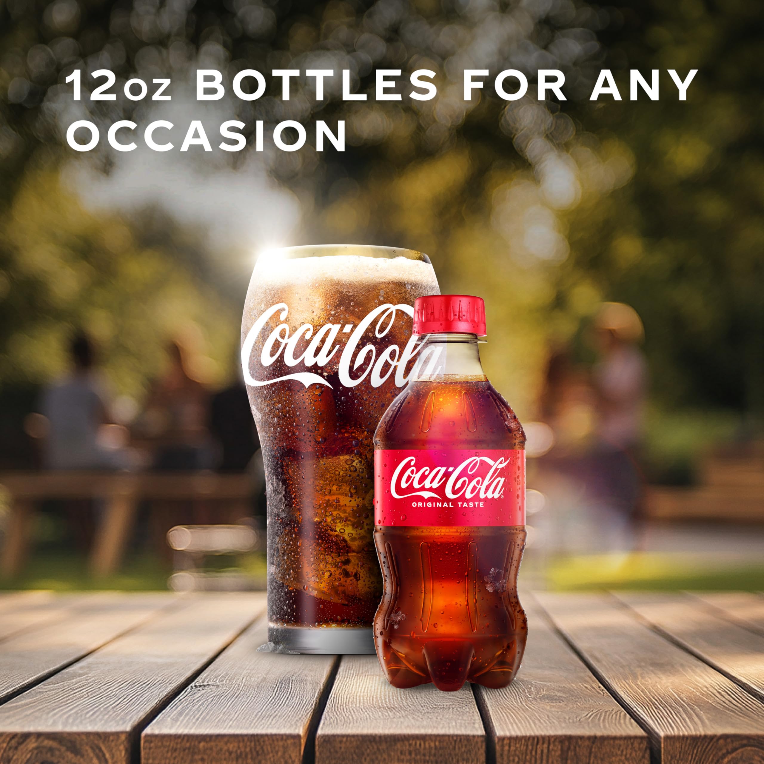 Coca-Cola bottle pouring into a glass with crisp carbonation.