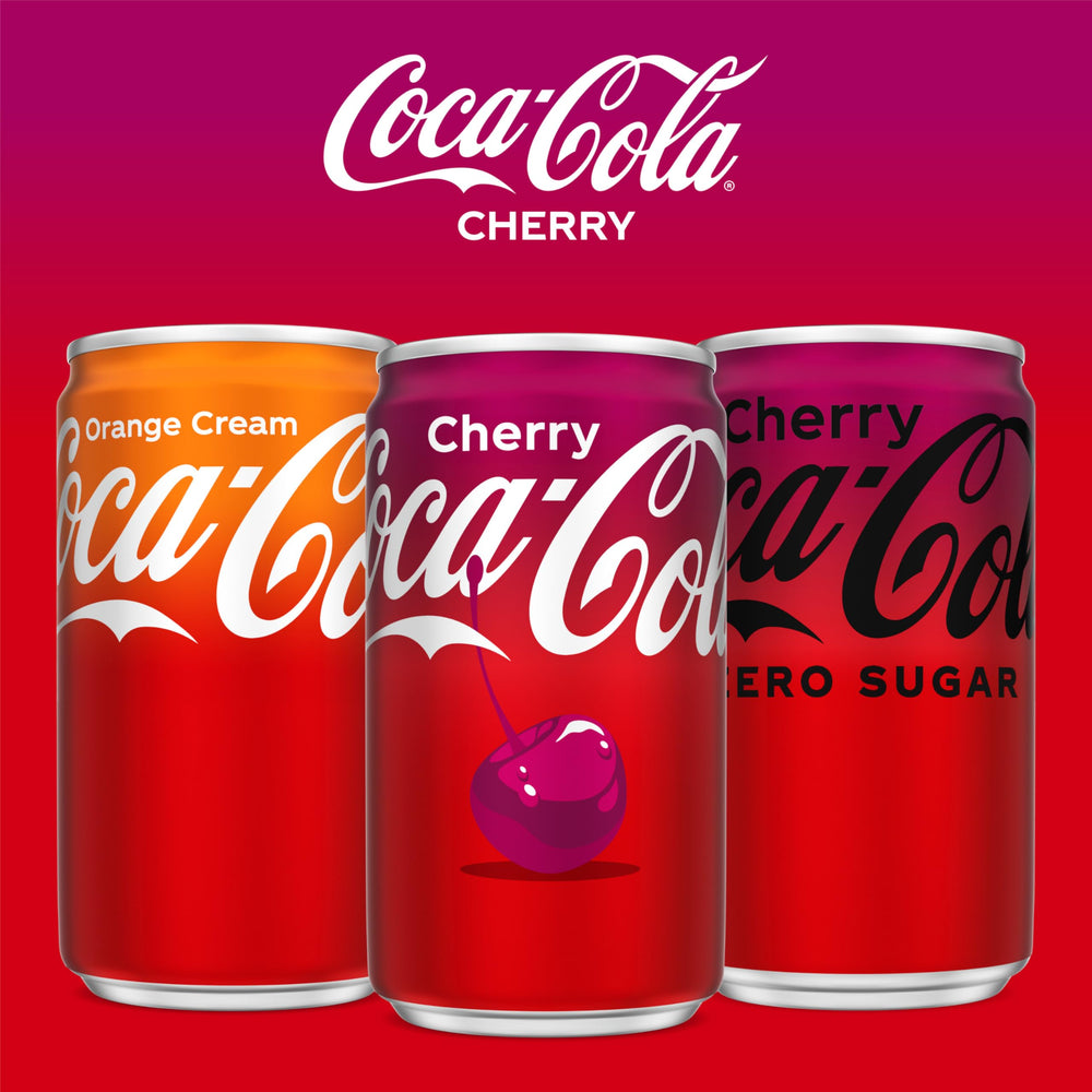 Coca-Cola Cherry can cold pour transition for crisp taste.