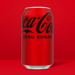 Coca-Cola Zero 12oz can pour into glass showing refreshing fizz, great with meals.