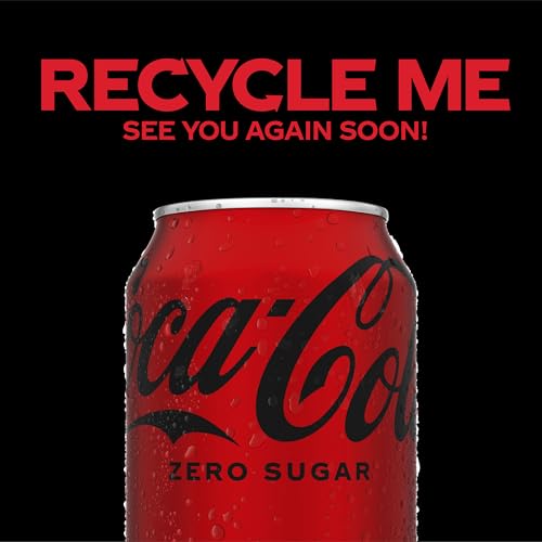 Coca-Cola Zero 12oz empty can recycling symbol illustrating eco-friendly packaging.