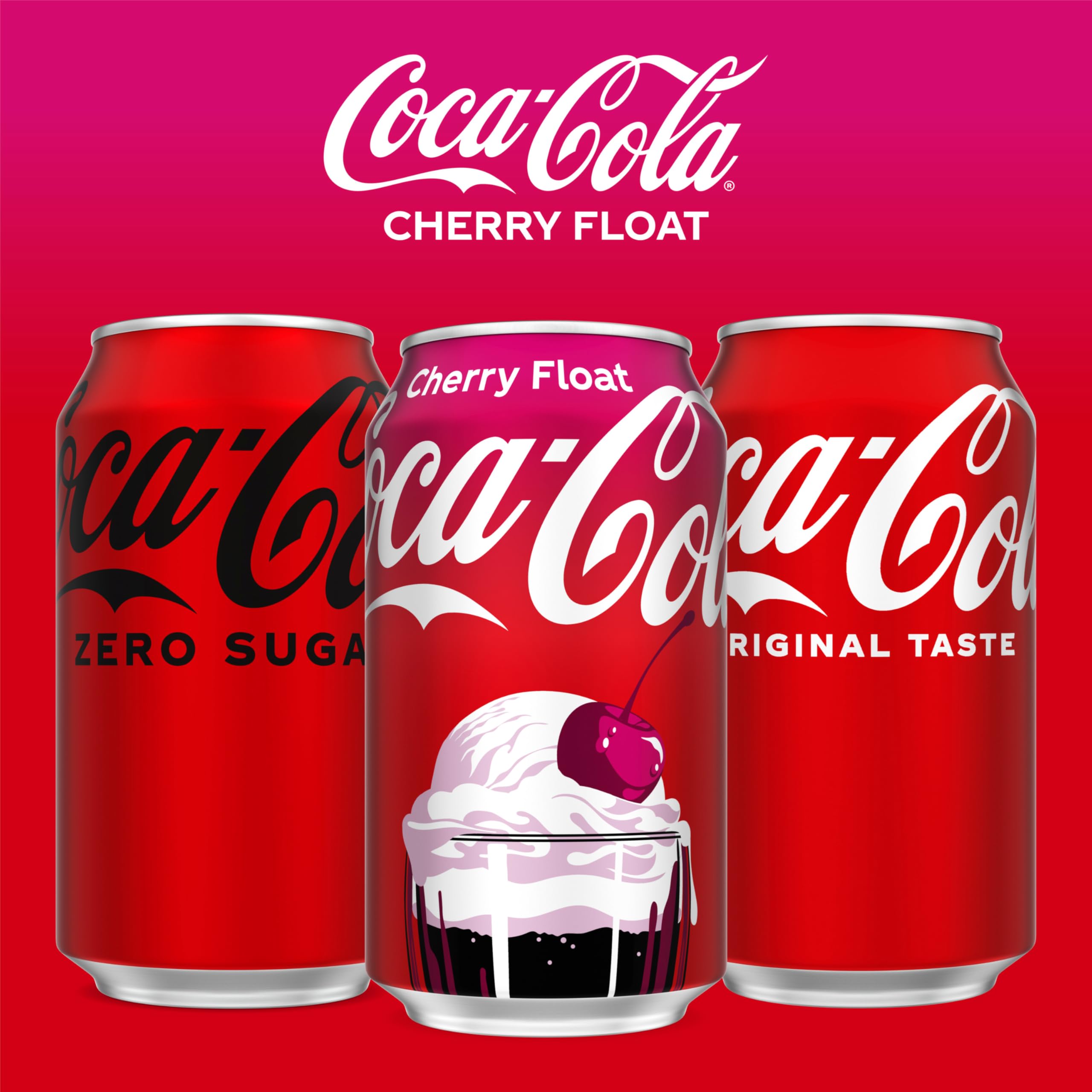 Coca-Cola Zero Cherry Float label highlighting flavor profile and branding