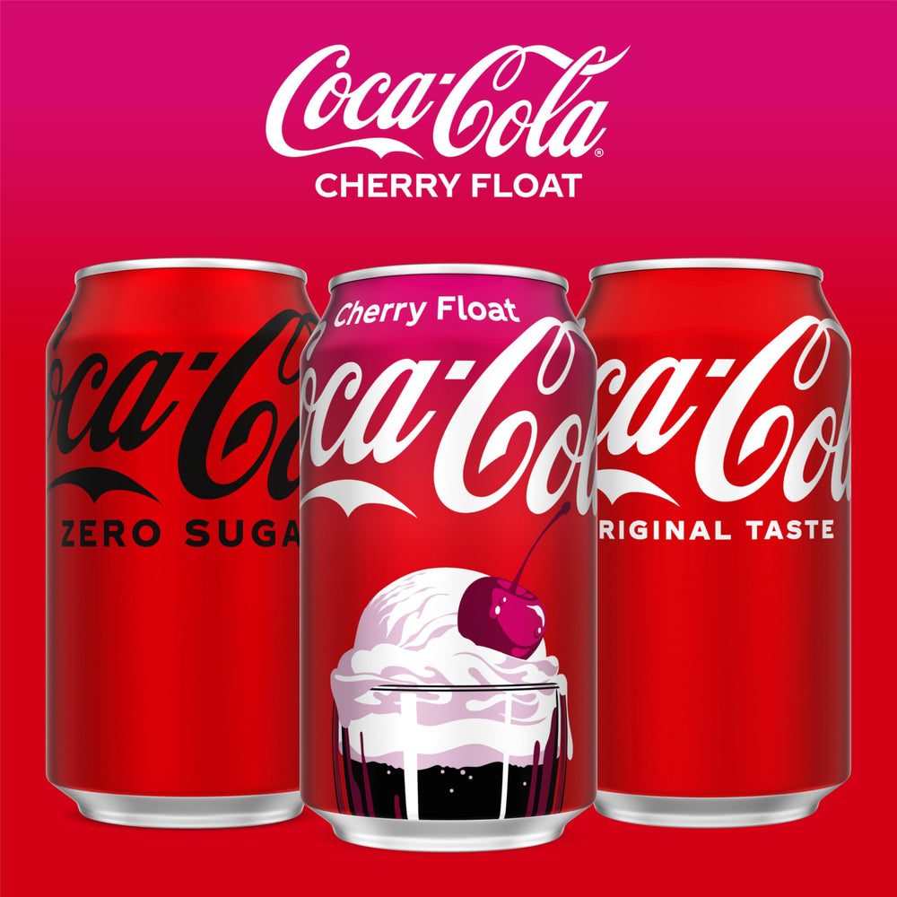 Coca-Cola Zero Cherry Float label highlighting flavor profile and branding