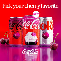 Coca-Cola Zero Cherry Float pour into a glass highlighting fizz and creamy vanilla swirl