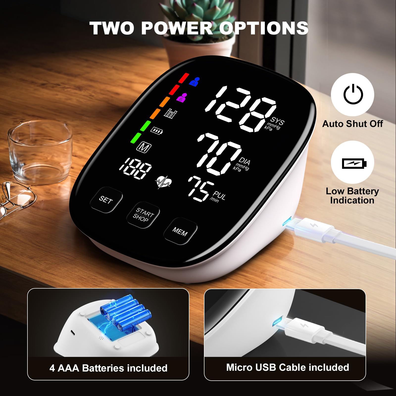 COCACIS BP Monitor 6 inch LED display provides bright, easy readings.