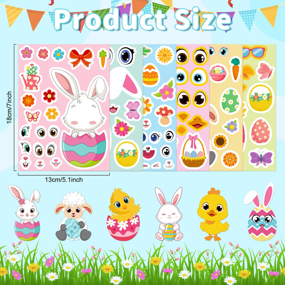 COCHIE Easter stickers 36 sheets display, six styles to mix for creative projects.