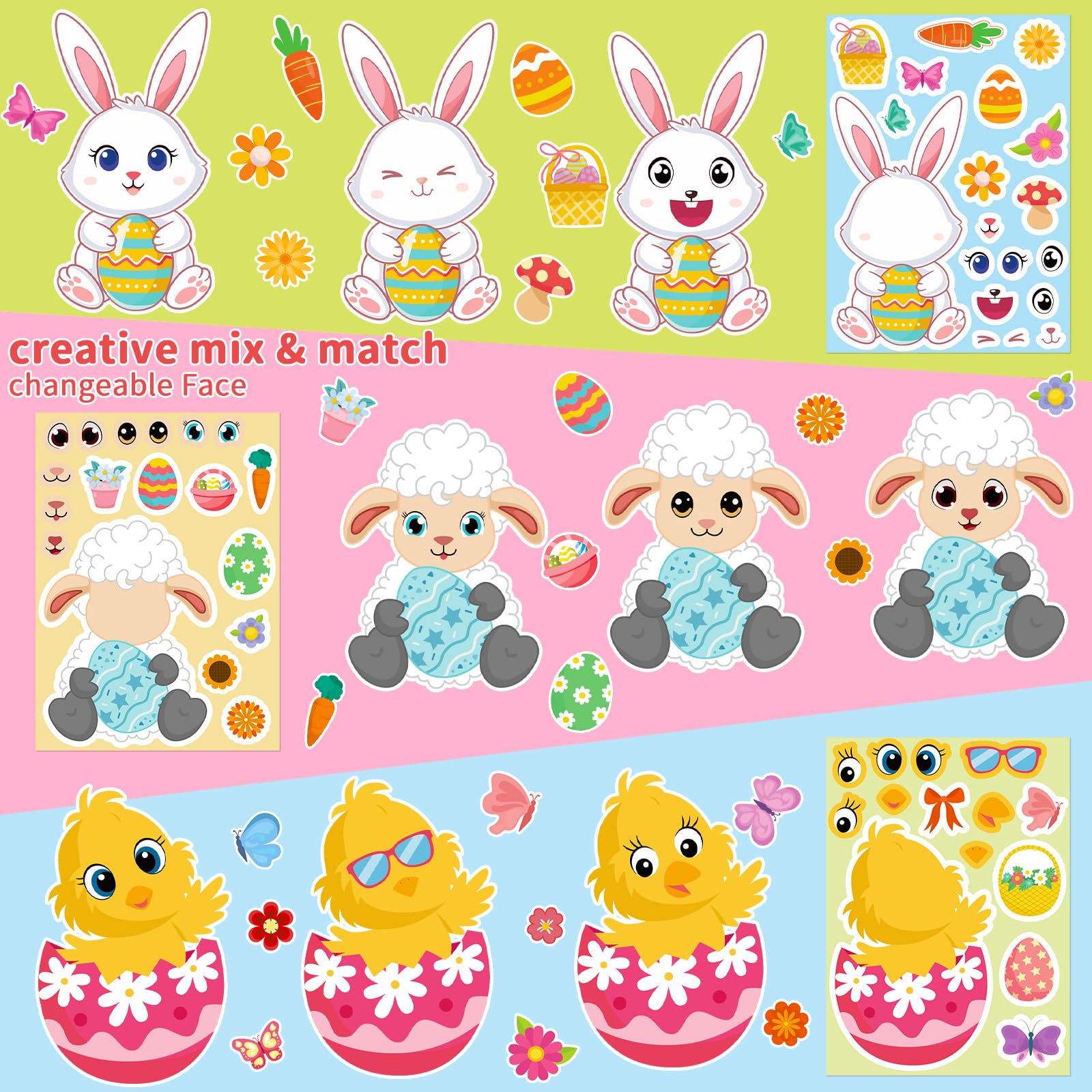 COCHIE Easter sticker set with bunnies and chicks, ideal for DIY decorations.