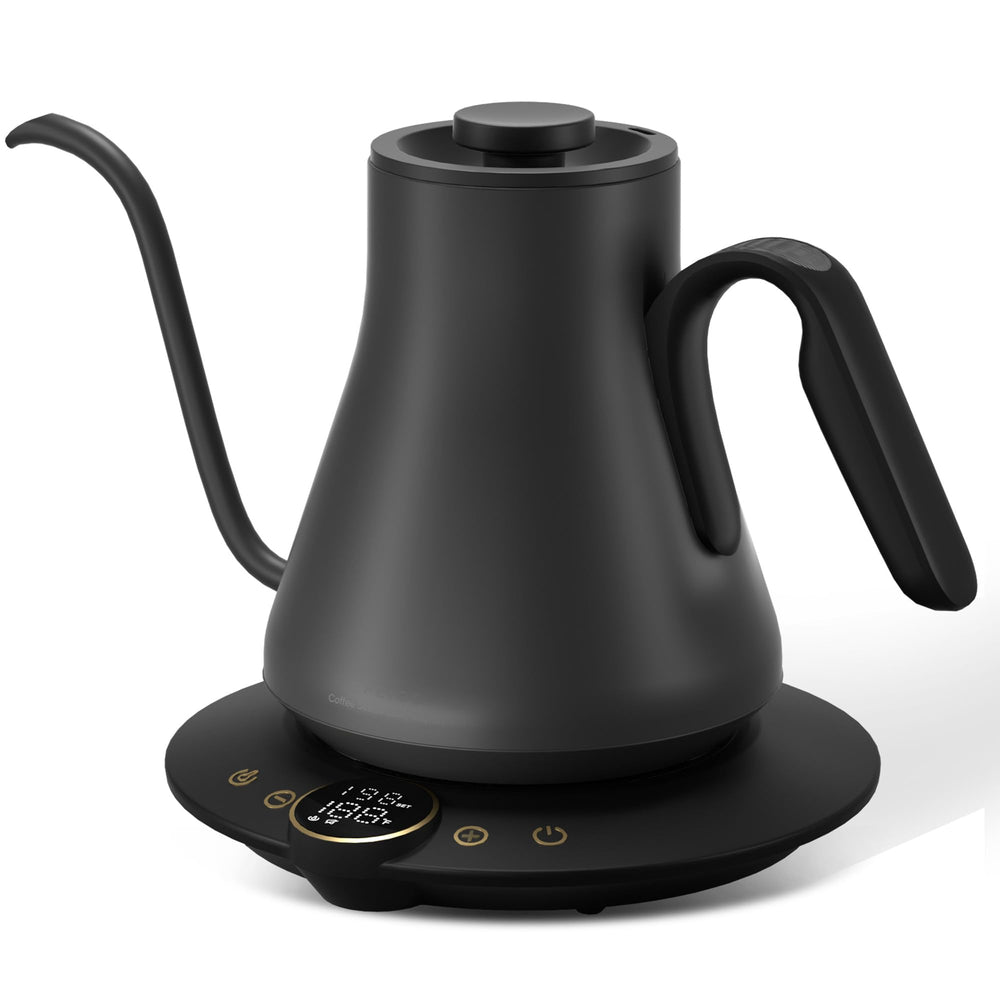 Cocinare Barista Collection Gooseneck Kettle front view, matte black finish for precise pour-over control