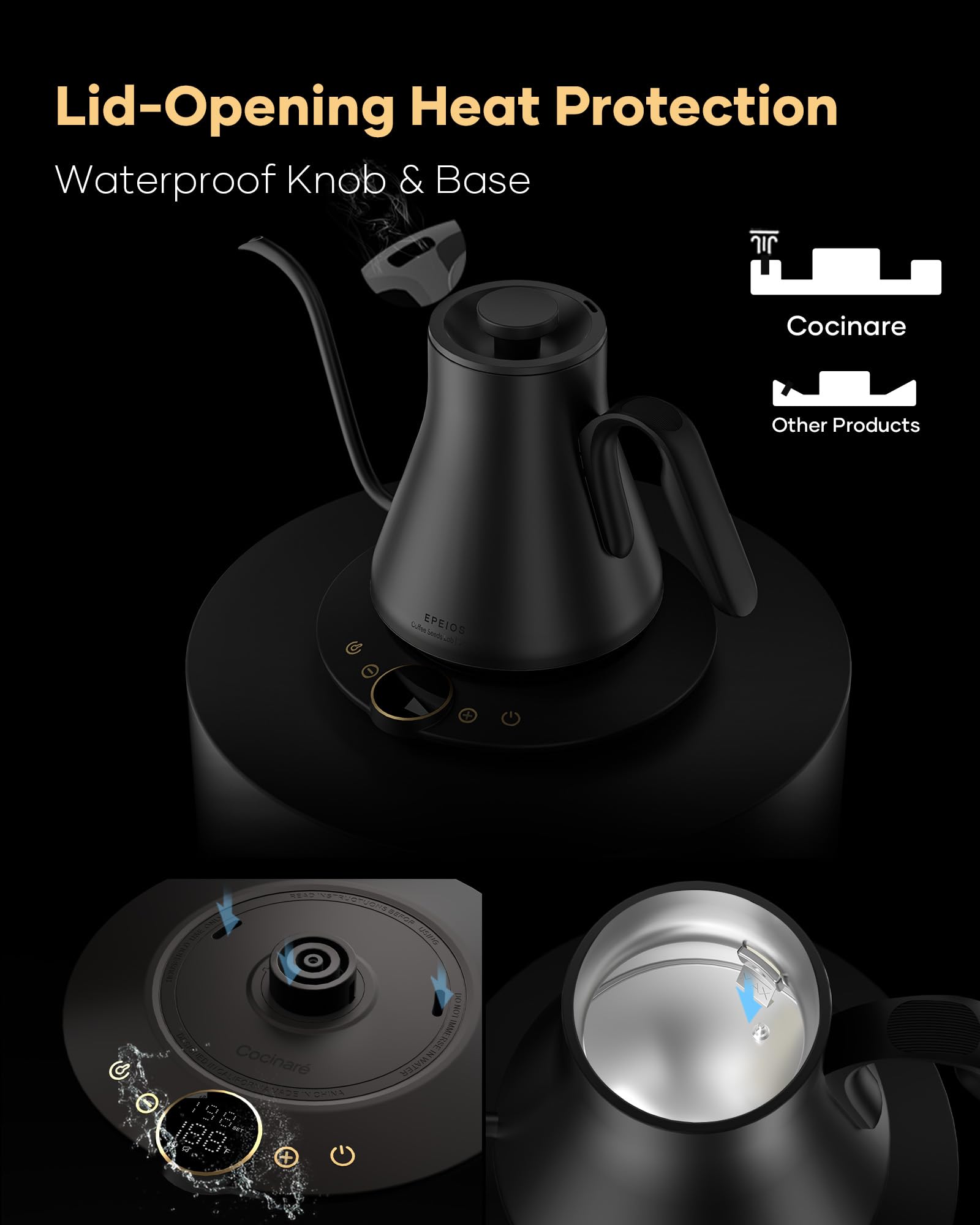 Gift-ready packaging of the Cocinare Barista Collection Gooseneck Kettle