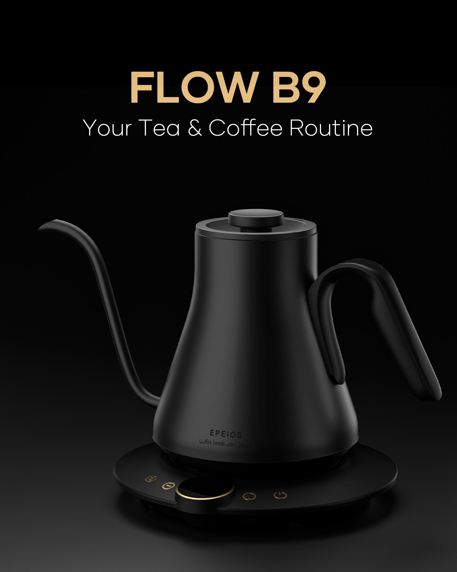 Side view of Cocinare Barista Collection Gooseneck Kettle with ergonomic handle for comfortable pouring