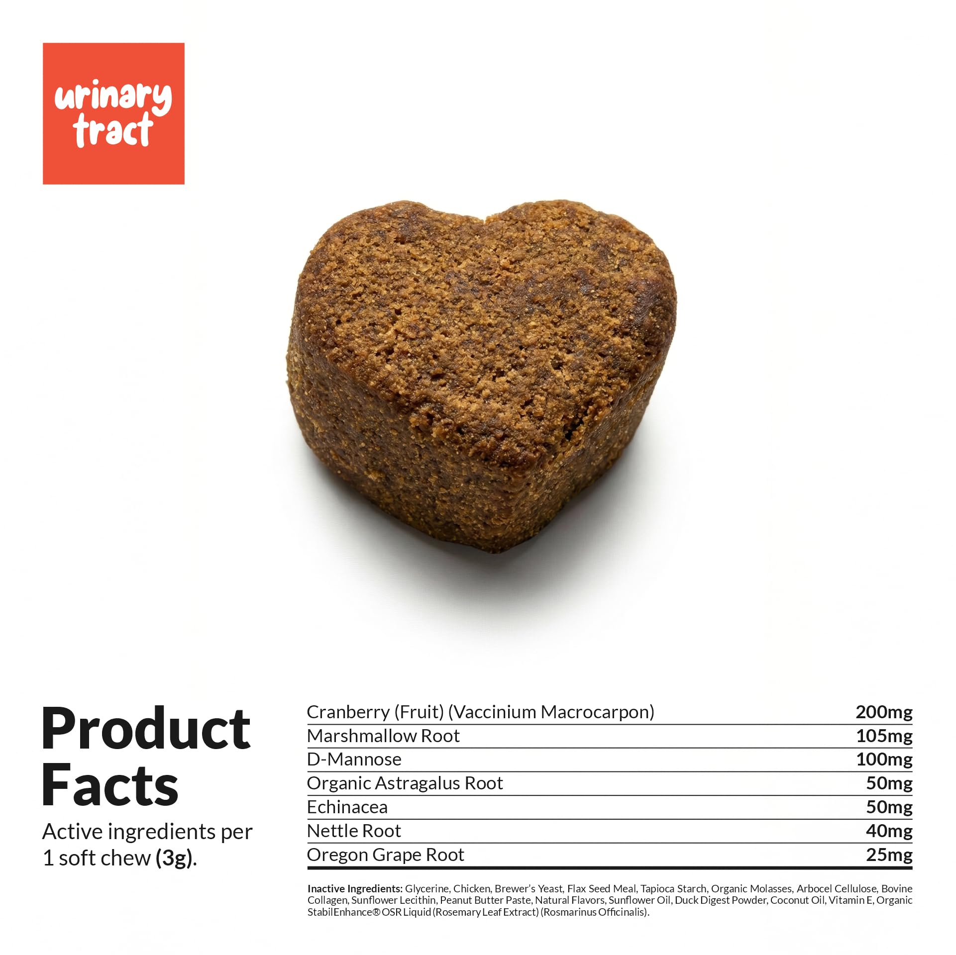 Coco and Luna Cranberry soft chews product shot, easy daily supplement for kidney function support.
