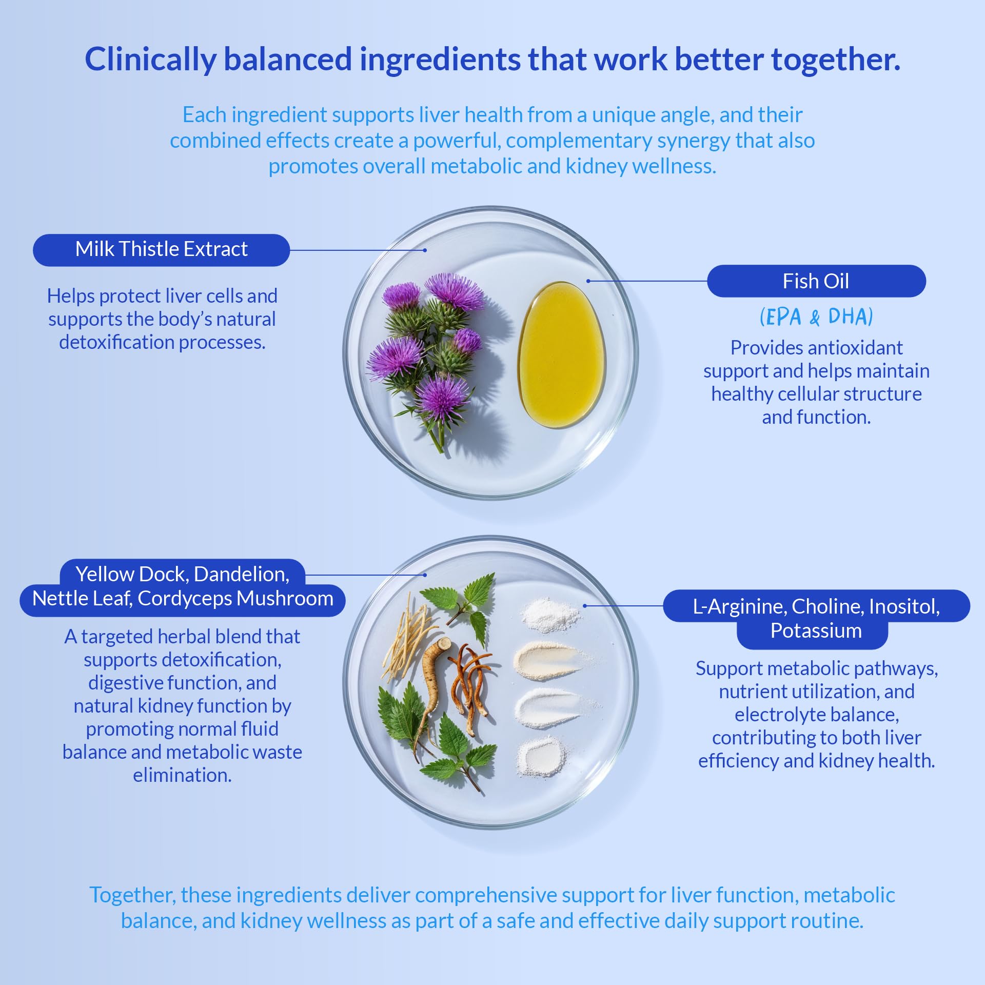 Coco and Luna Milk Thistle ingredient chart emphasizes natural detox ingredients.