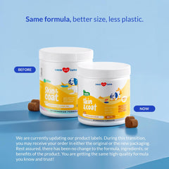 Coco and Luna Omega3 soft chews close-up highlighting tasty coat support.