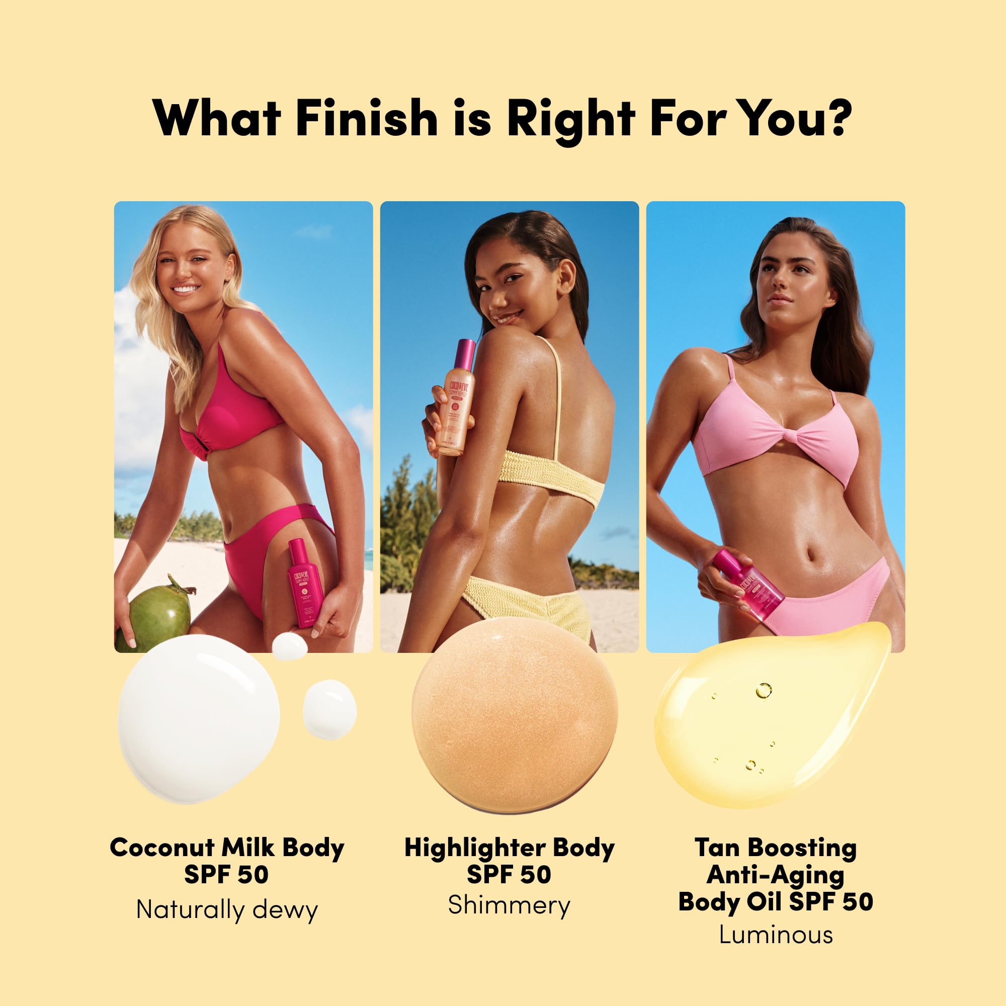 Coco & Eve Body Highlighter SPF 50 ready for everyday sun care.