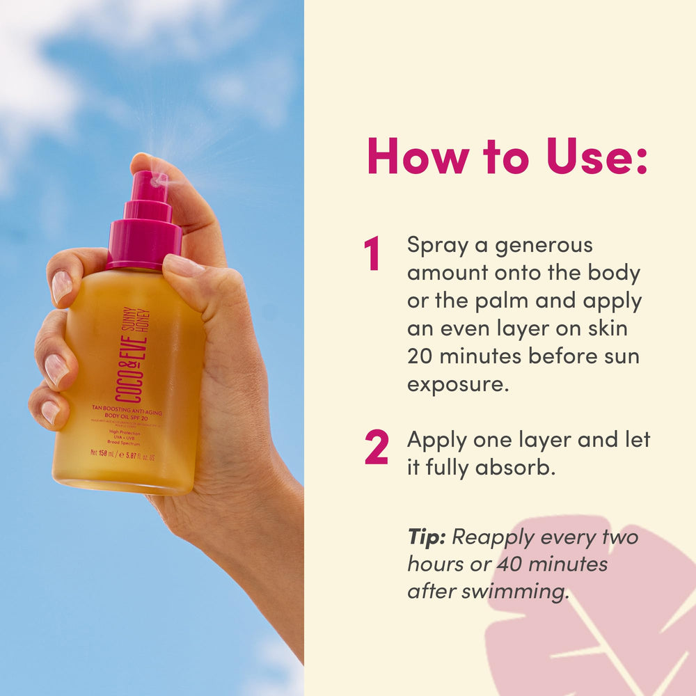 Coco & Eve sun-exposure aftercare bottle for outdoor use.