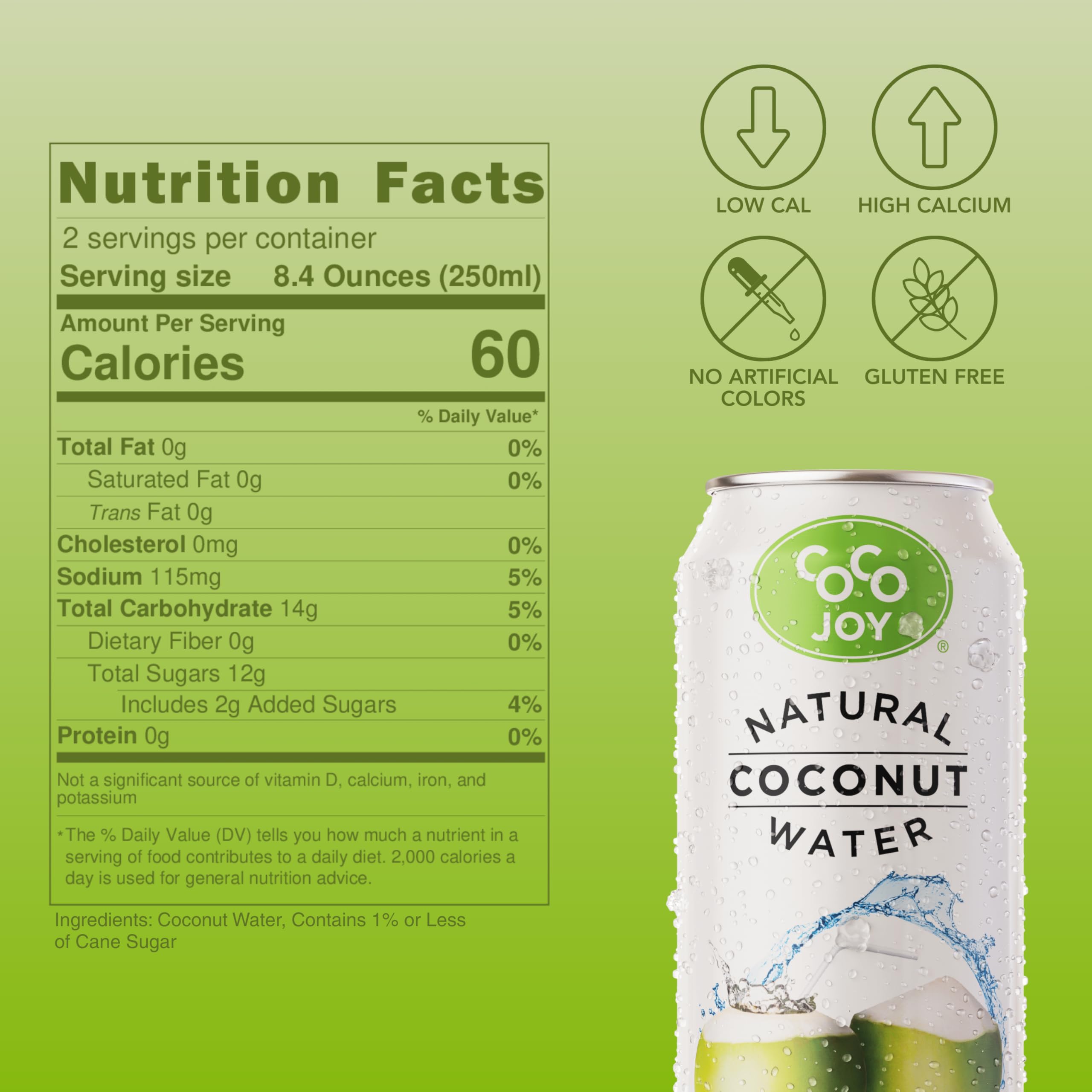 Coco Joy low-calorie hydration glass emphasizes a light, refreshing option after workouts.
