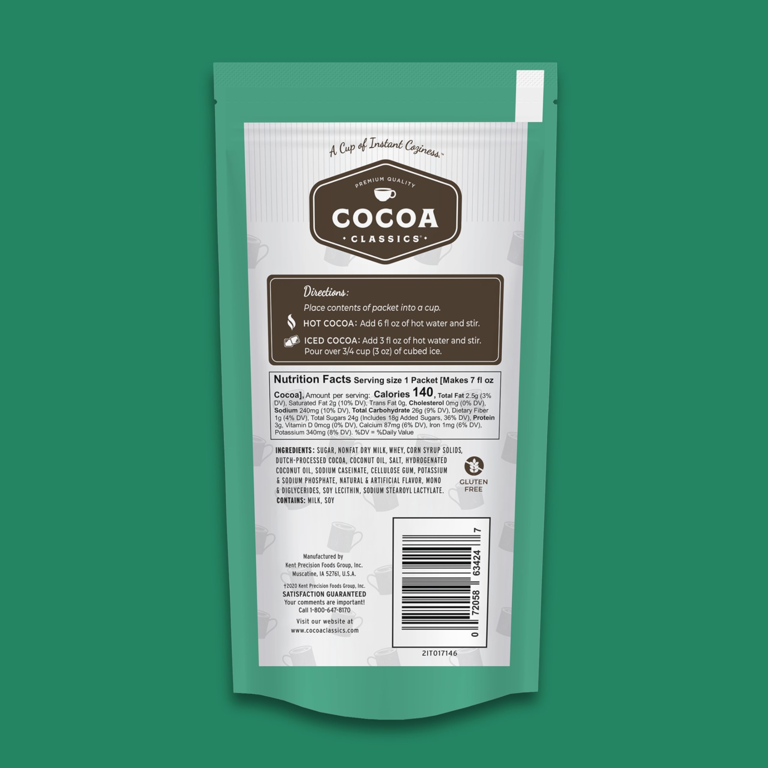 COCOA CLASSICS mix dissolves easily in hot or iced preparations.