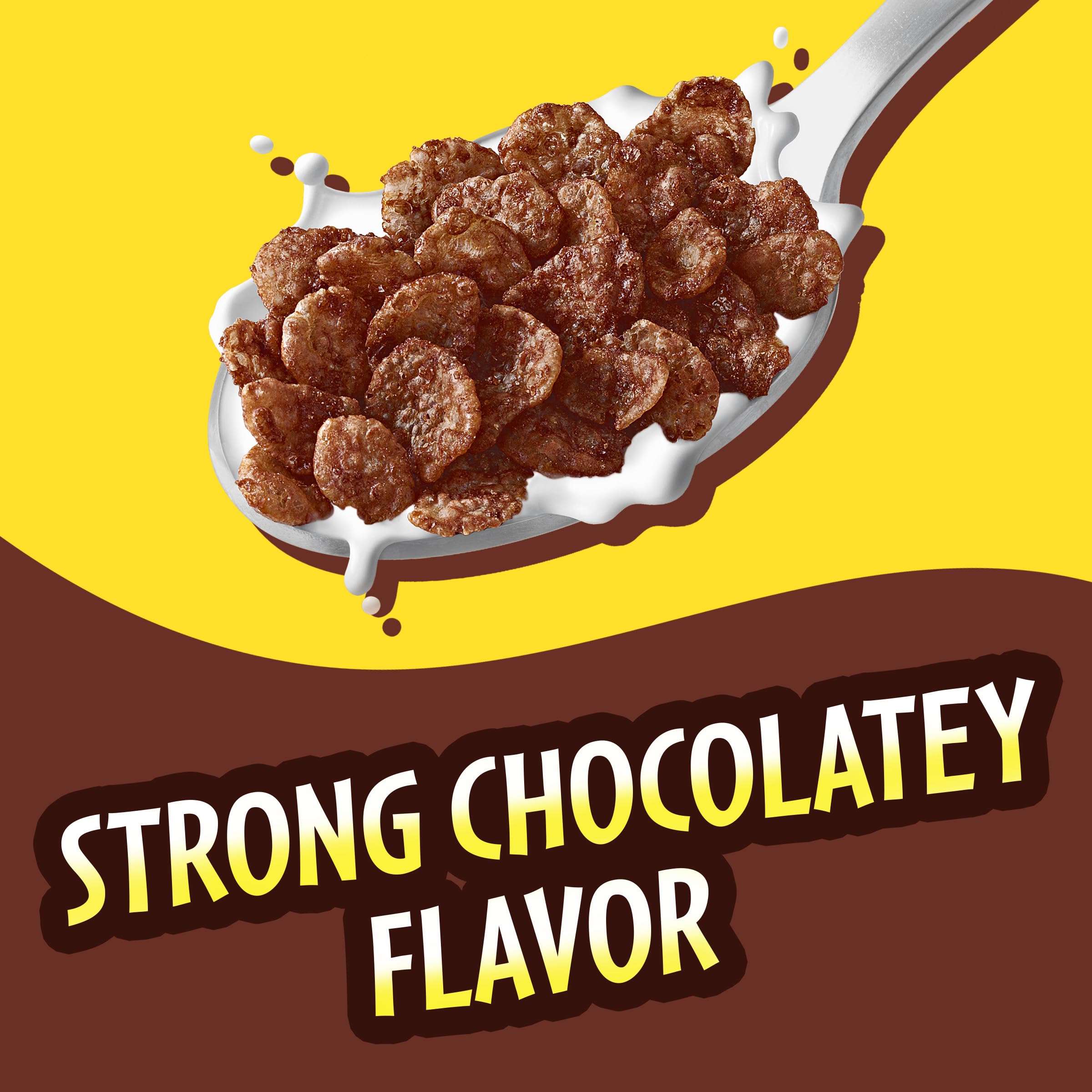 Cocoa PEBBLES crunchy chocolate flakes in a bowl