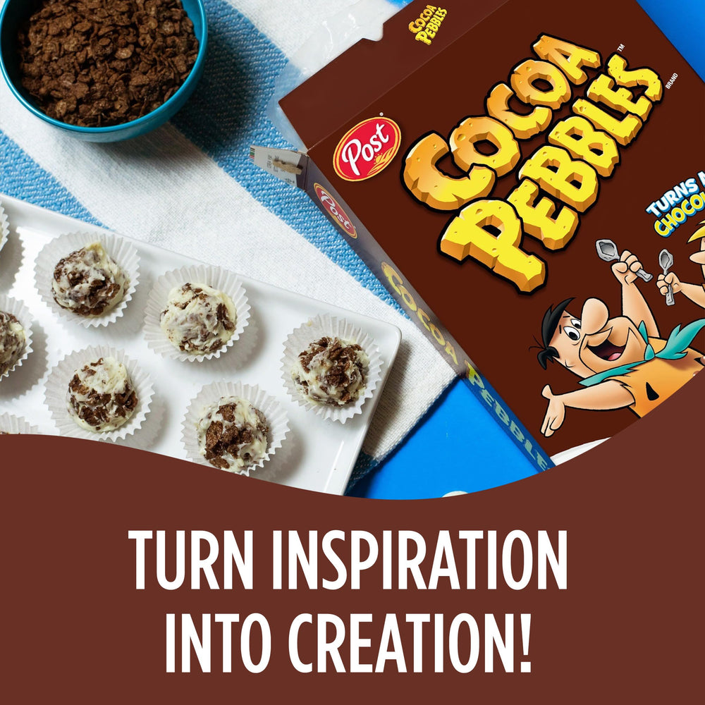 Dessert topping with Cocoa PEBBLES for added chocolate crunch