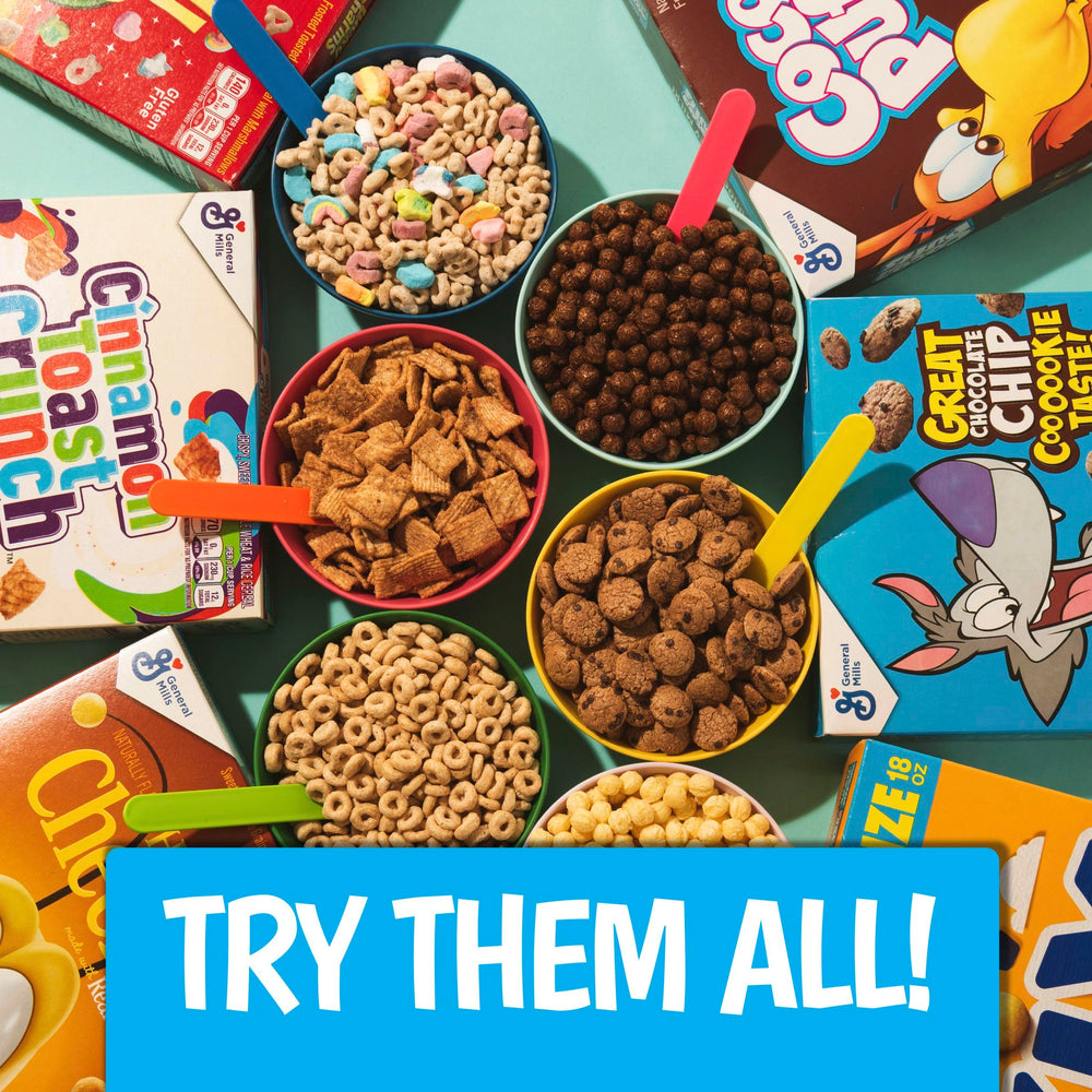 Cocoa Puffs box open reveal ready-to-pour breakfast option.
