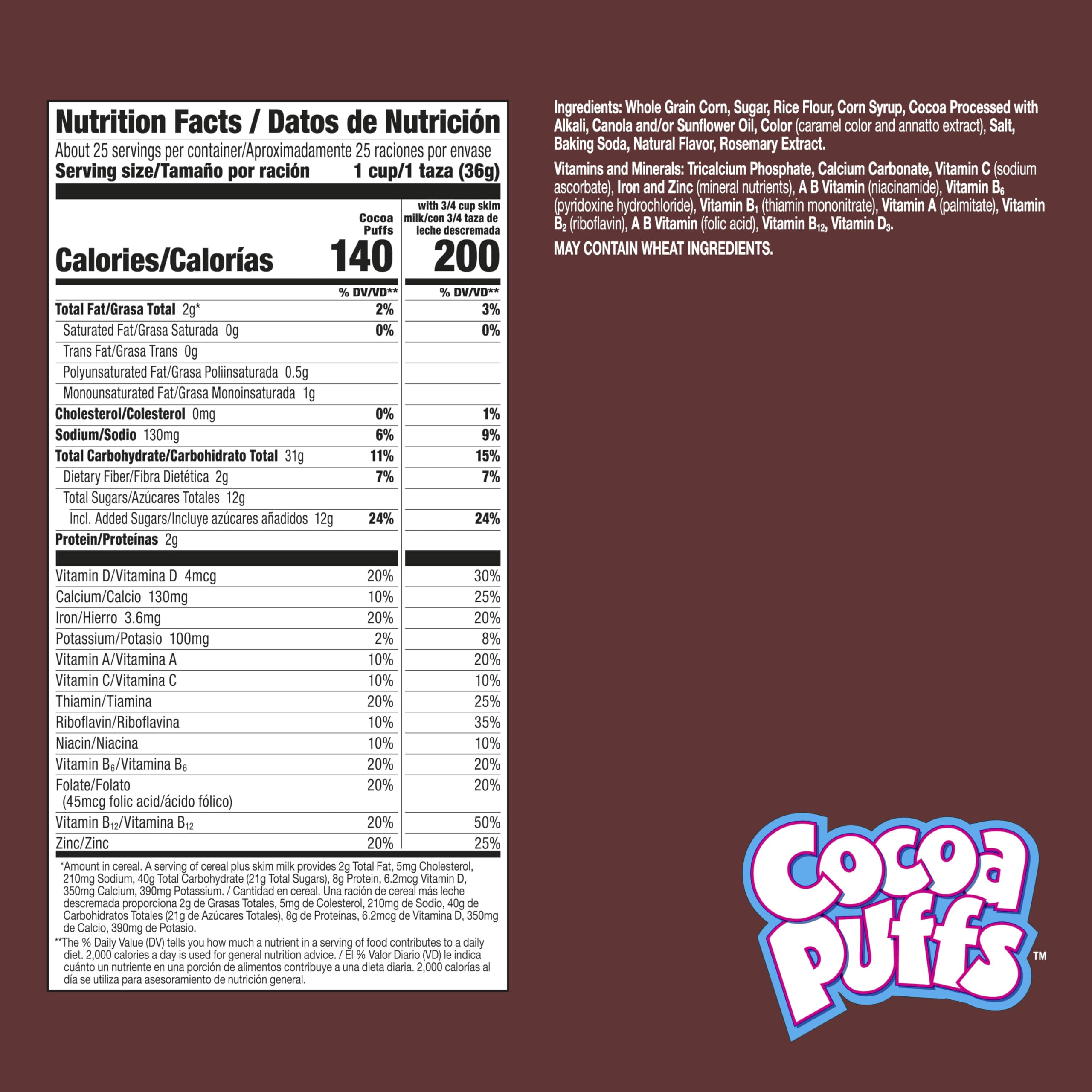 Pouring Cocoa Puffs into a bowl for a quick breakfast.