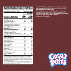 Pouring Cocoa Puffs into a bowl for a quick breakfast.