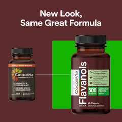 CocoaVia Cardio label detail highlighting vegan formula and caffeine content.