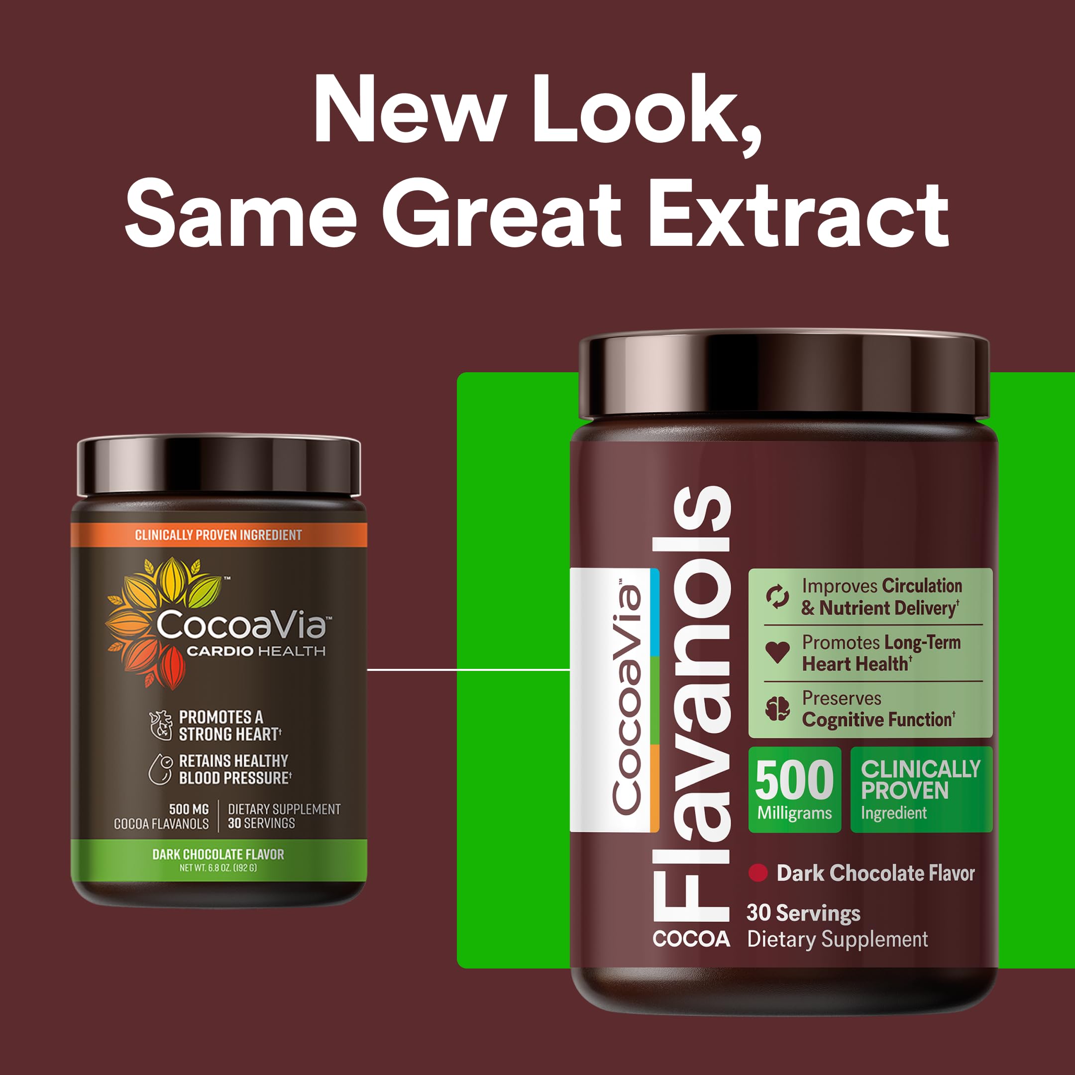 CocoaVia flavanols label detail highlights 500 mg dose and caffeine content.