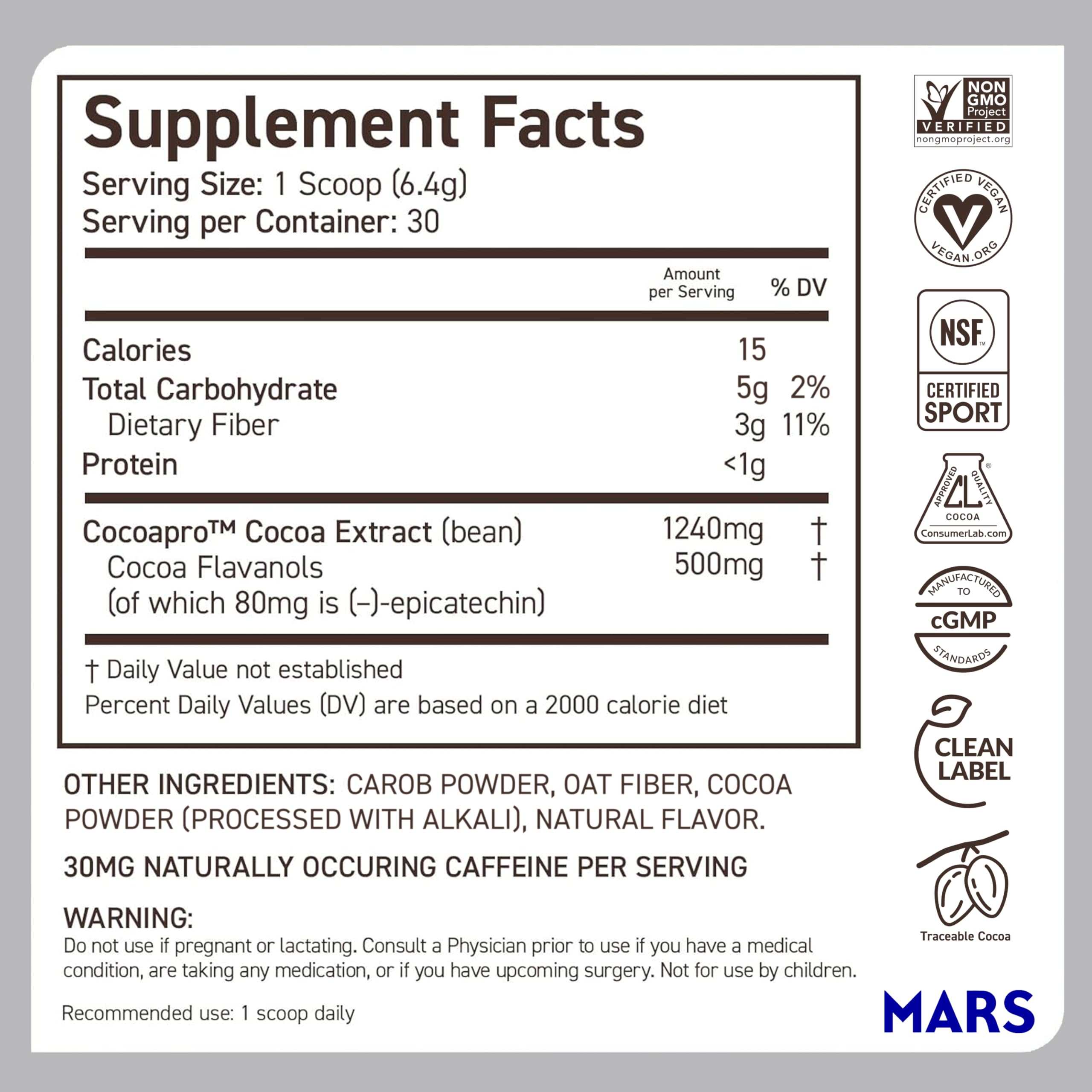 CocoaVia ingredient graphic shows Cocoapro flavanol details and benefits.