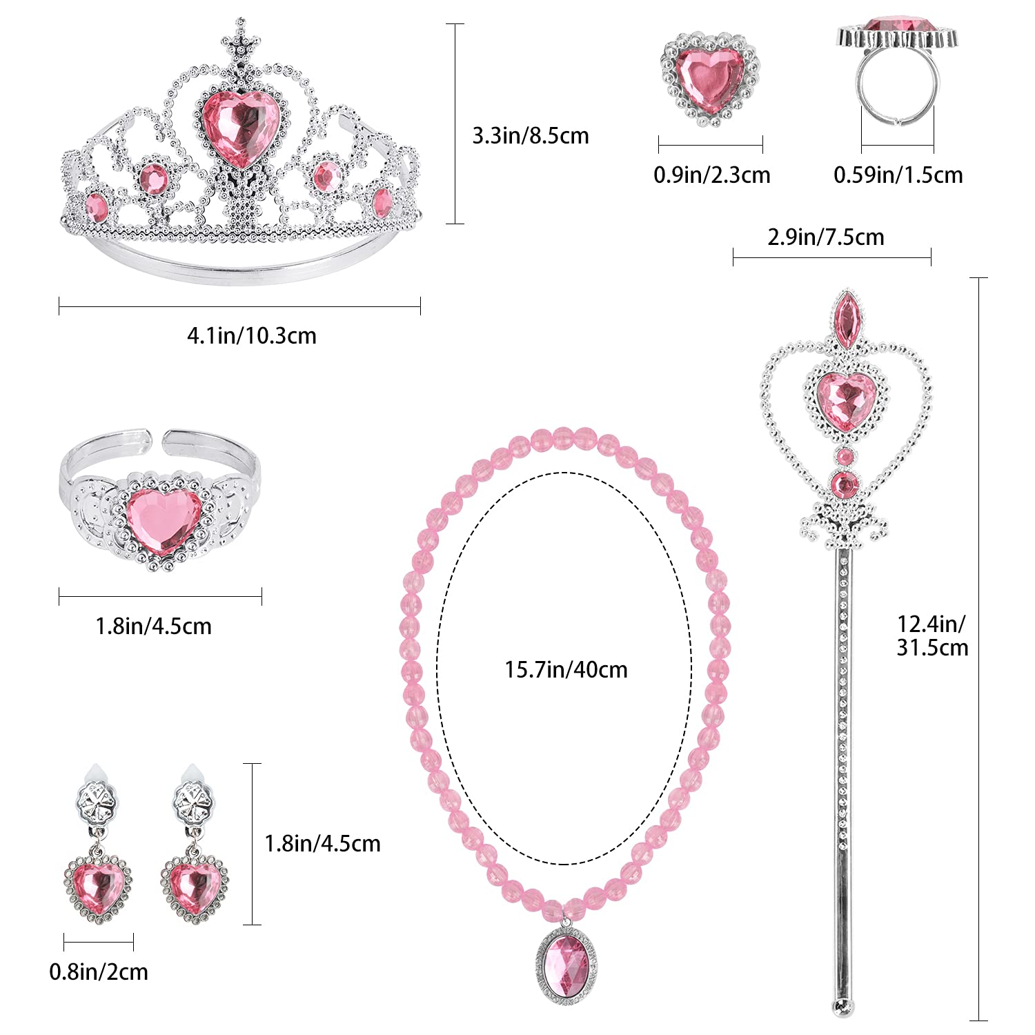 Cocojeci princess earrings pink glitter enhance fairy-tale outfits