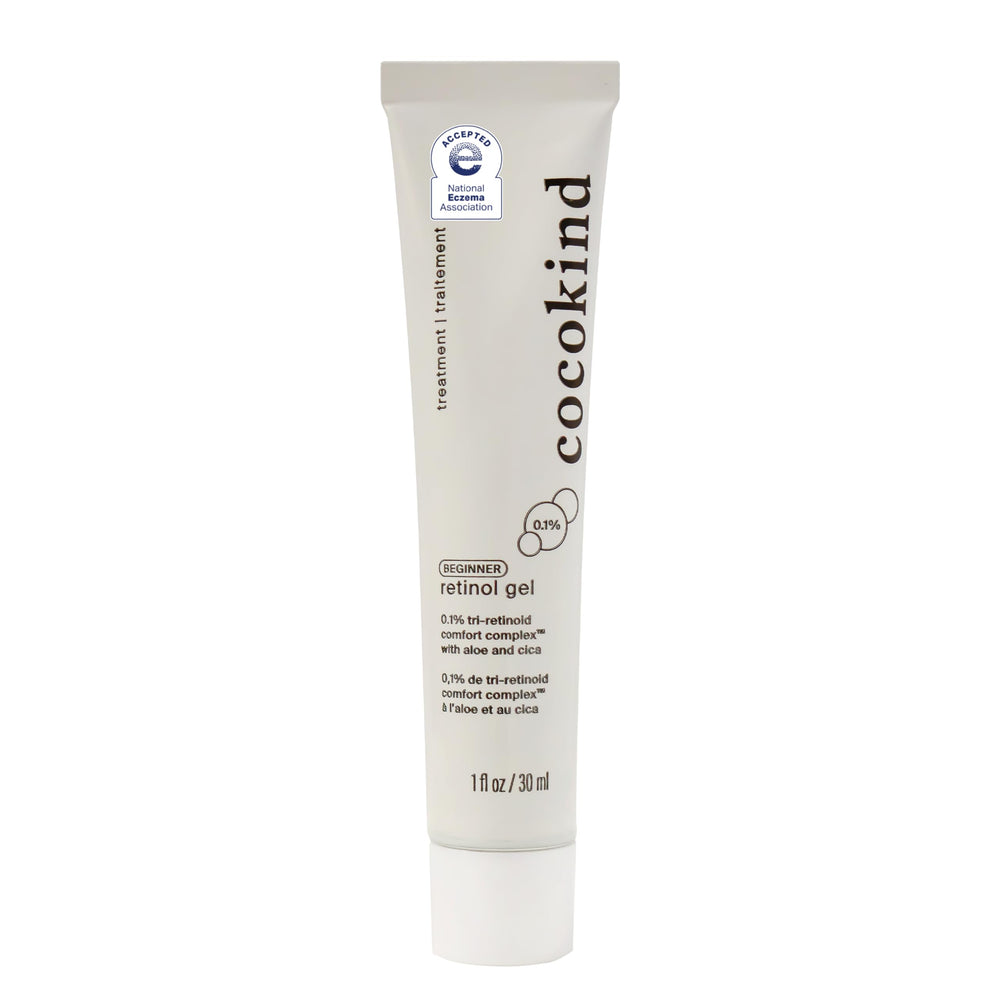 Cocokind Beginner Retinol Gel 1oz bottle showing a gentle nightly formula.