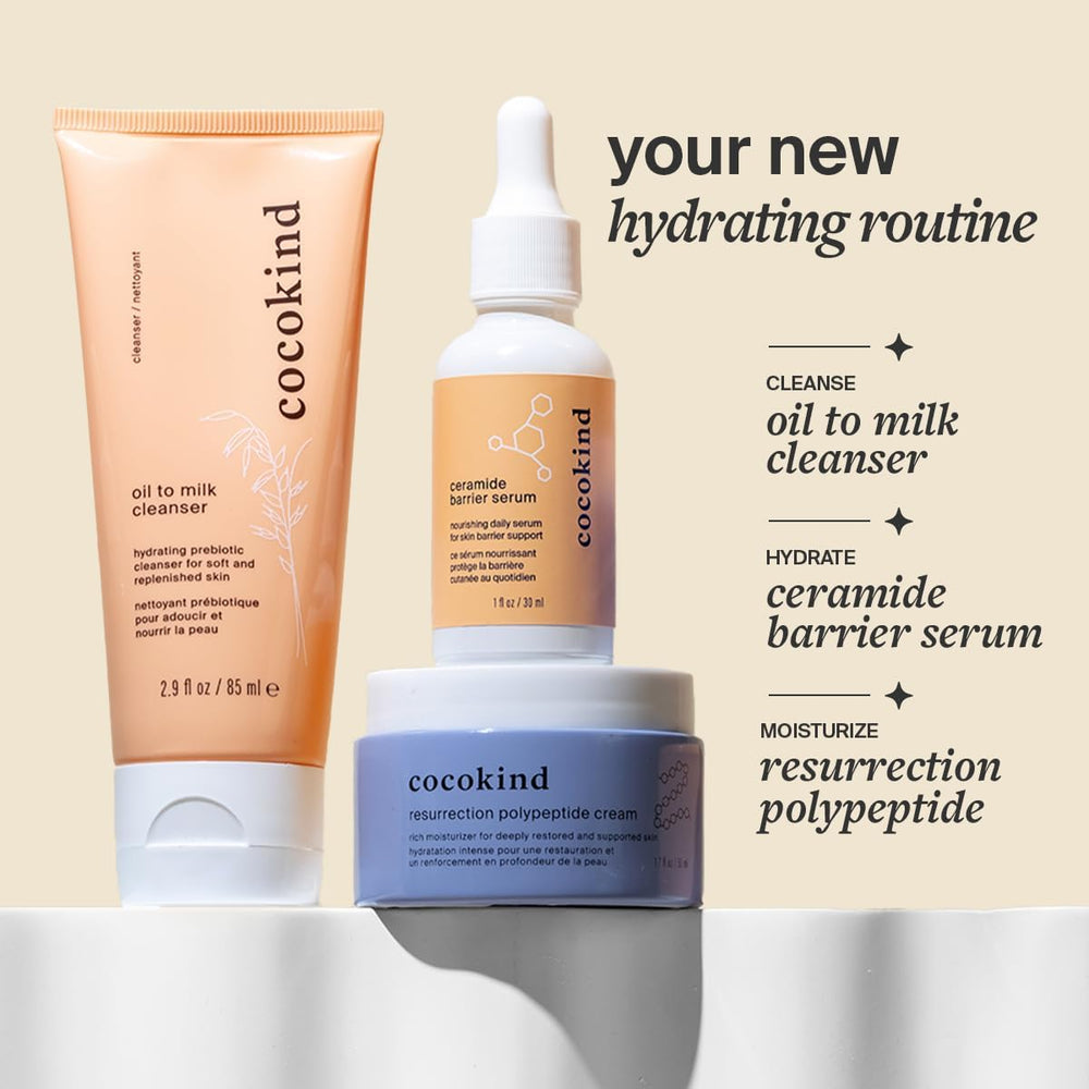 Packaging side view of Cocokind serum, emphasizing fragrance-free formulation and cruelty-free branding.