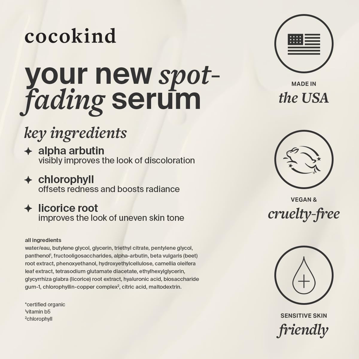 Cocokind Chlorophyll Discoloration Serum travel-friendly 1 fl oz bottle