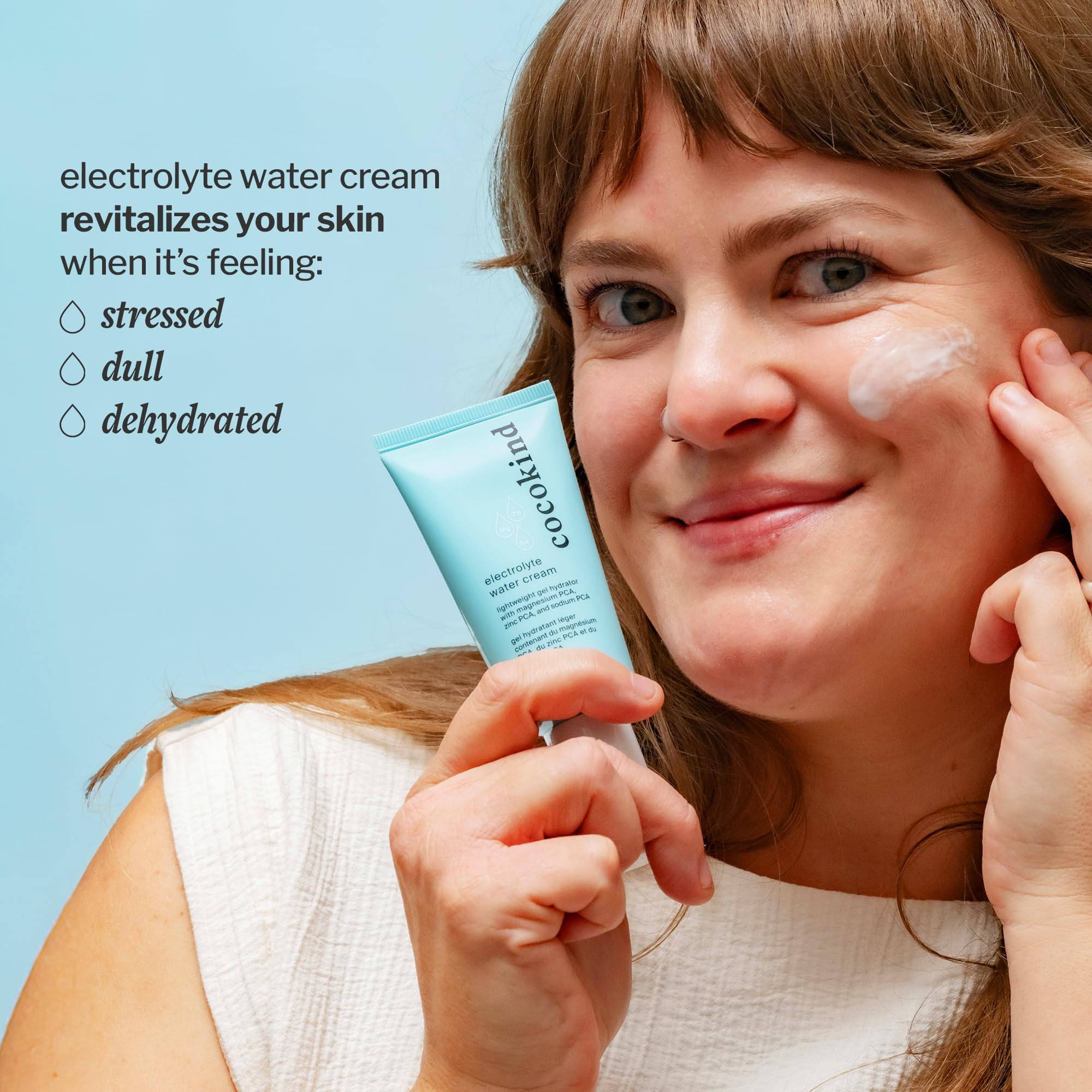 Daytime skincare routine with Cocokind Electrolyte Water Cream before makeup.