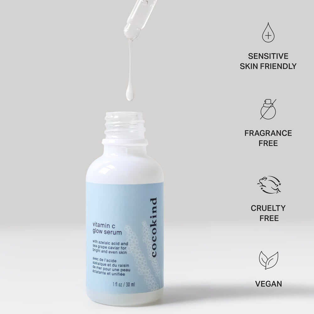 Cocokind fragrance-free label close-up signals gentle use for sensitive skin.