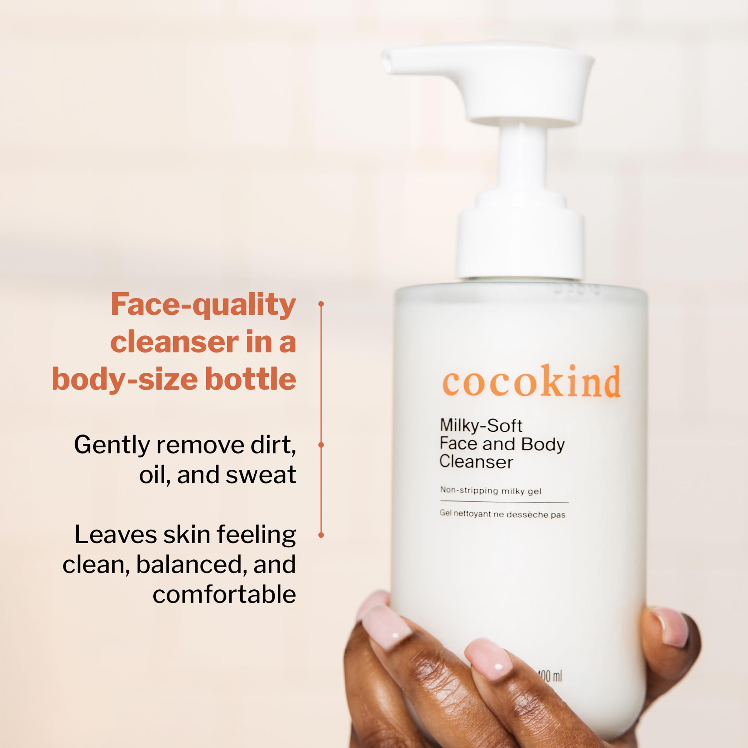 Cocokind Milky-Soft applying cleanser for calm, refreshed skin.